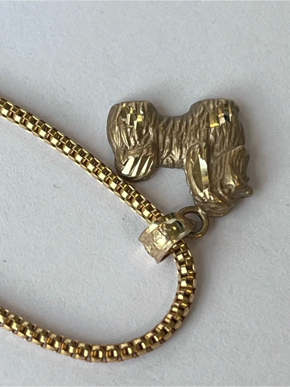 14kt Gold Shih Tzu Puppy Dog Charm on a 14kt Gold Necklace Chain